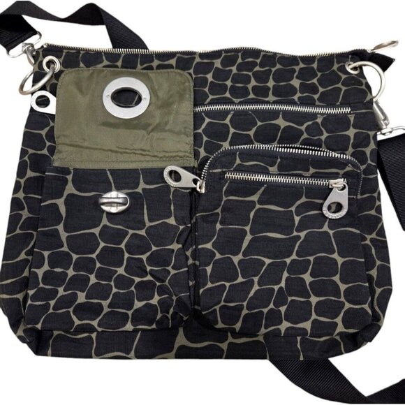 Baggallini Big Sydney Crossbody Bag Giraffe Print Nylon Organizer Large - Picture 5 of 12